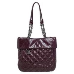 AUTHENTIC CHANEL Burgundy Quilted Leather Tote